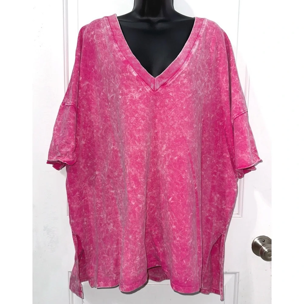 Jess Lea Pink Acid Wash Oversized Tee - Picture 3 of 7
